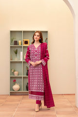Meemzey - Ready To Wear 3 pc Lawn Embroidered Suit - MZ-1030