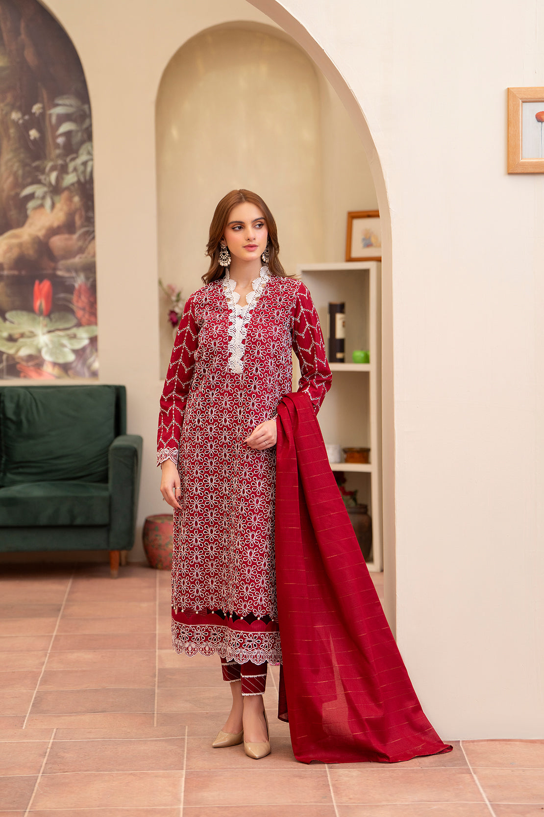 Meemzey - Ready To Wear 3 pc Lawn Embroidered Suit - MZ-1037