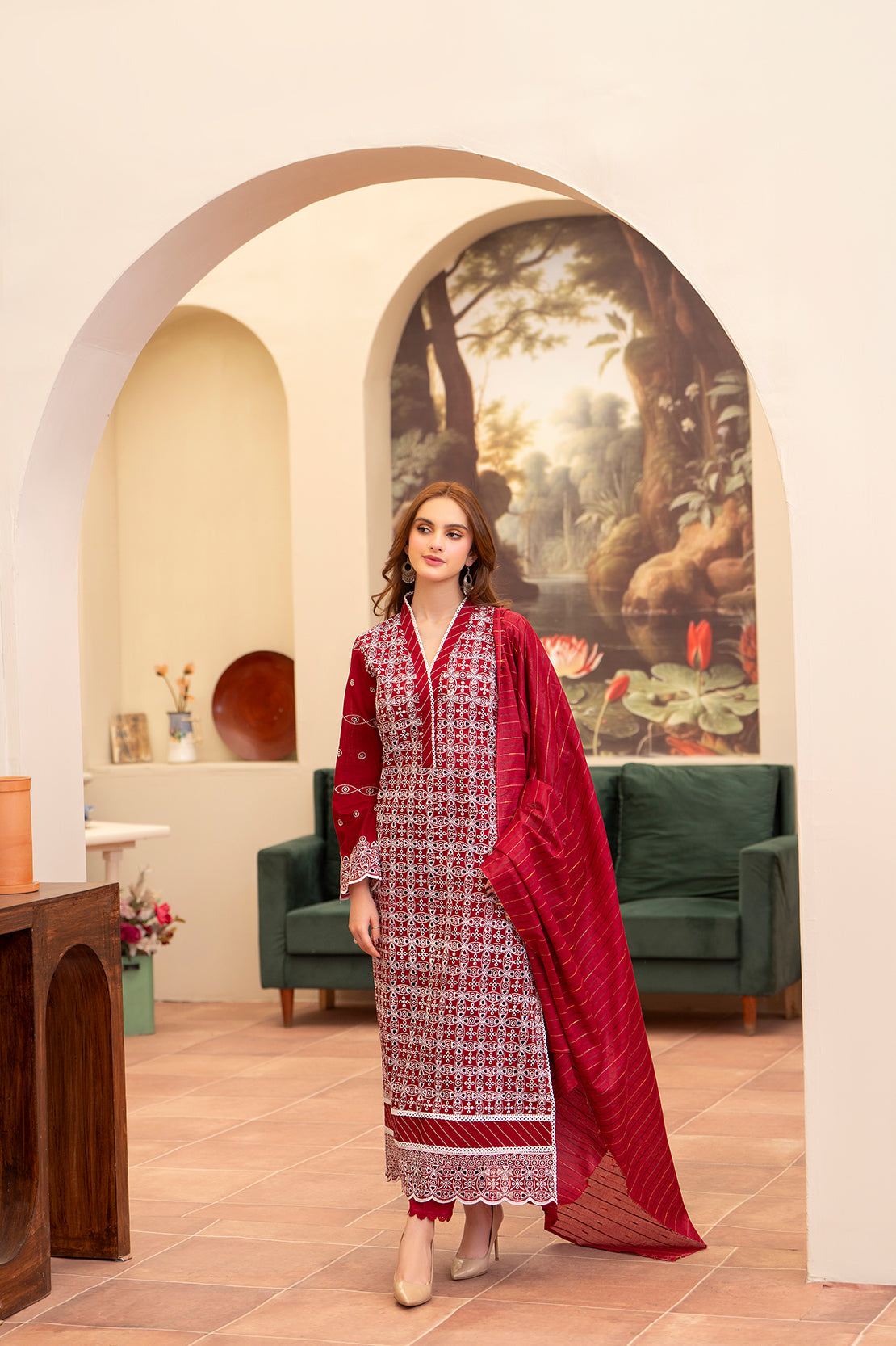Meemzey - Ready To Wear 3 pc Lawn Embroidered Suit - MZ-1026