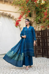 Meemzey - Ready To Wear 3 pc Lawn Embroidered Suit - MZ-1018